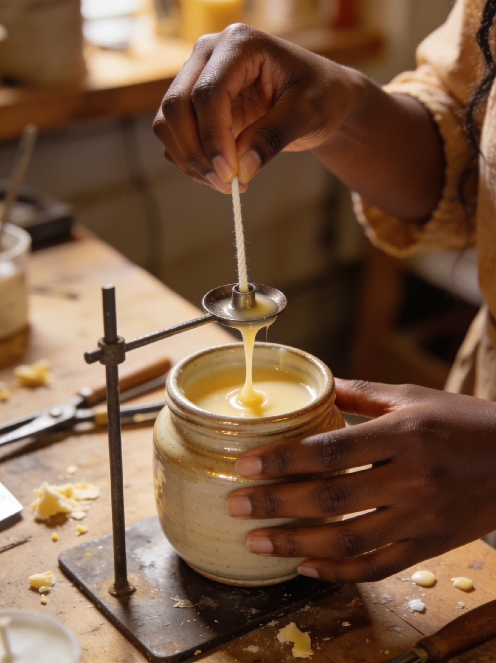 Hand-pouring a Flame Flair candle